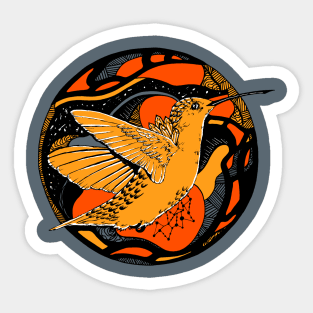 Orangrey Circle of The Hummingbird Sticker